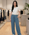 Women's Wide Leg Flared Trousers With Adjustable Drawstring 