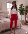 Cherry Berry Capri Trousers Women's Cropped 3/4 Elasticated Summer Pants